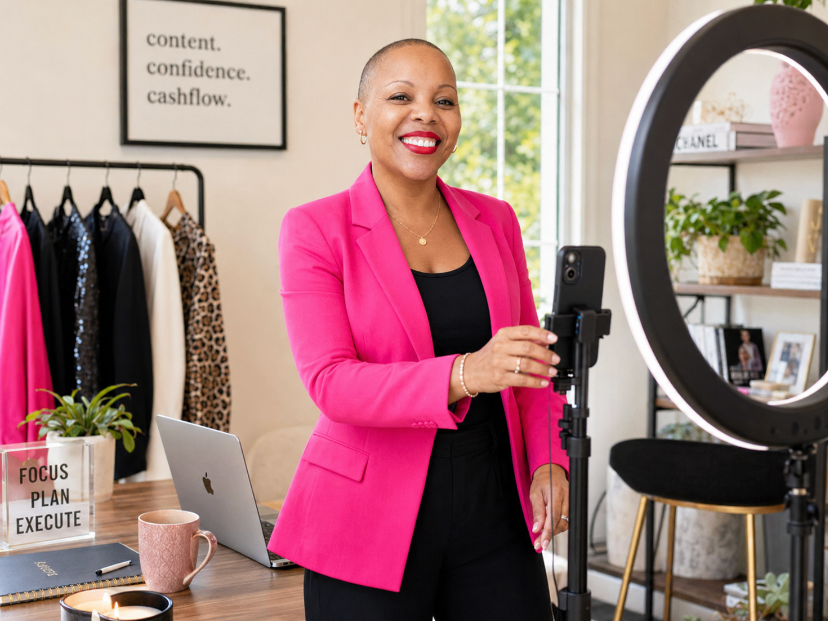 Kimberly Millionaire preparing a livestream